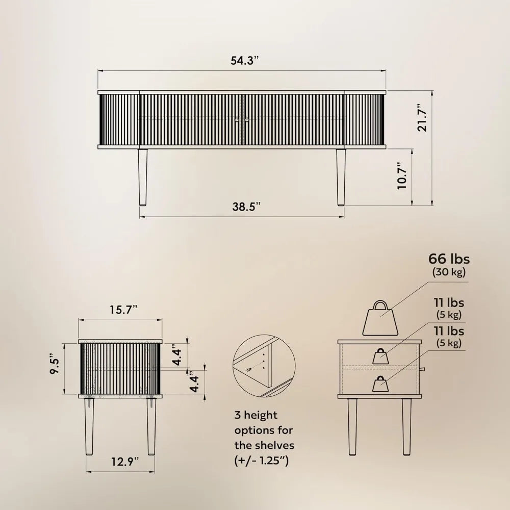 TV Stand with Storage and Shelves 55’’