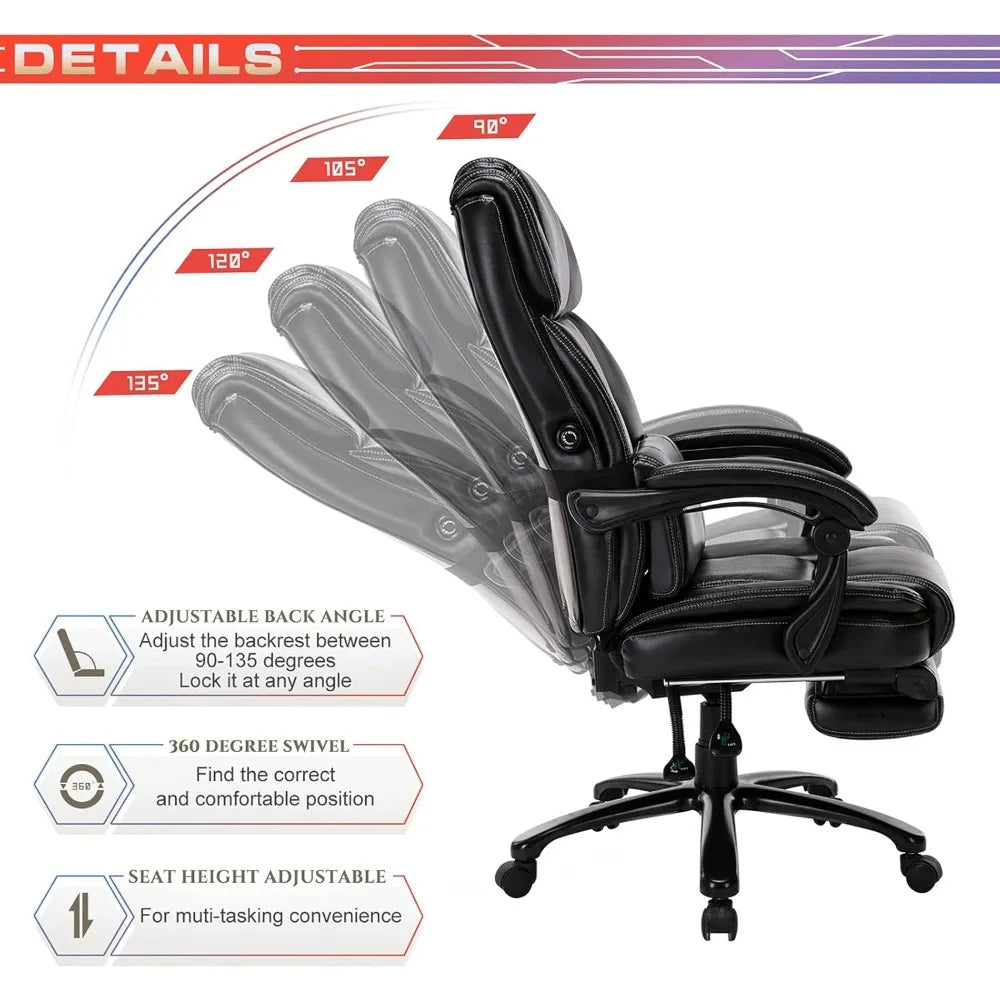 Adjustable Tilt Angle Bonded Leather Office Chair