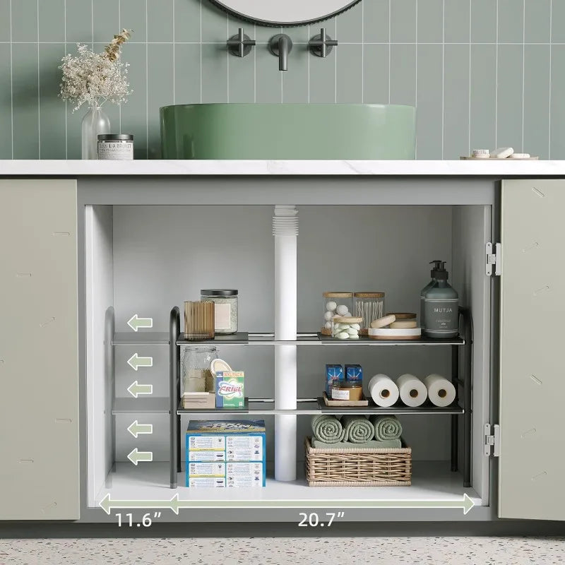 Expandable Cabinet Shelf Organizer Rack