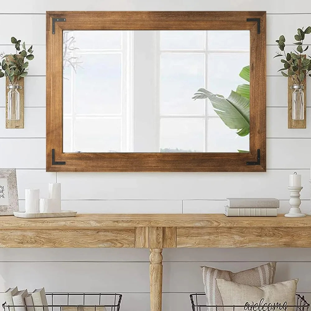 Rustic Wooden Framed Wall Mirror