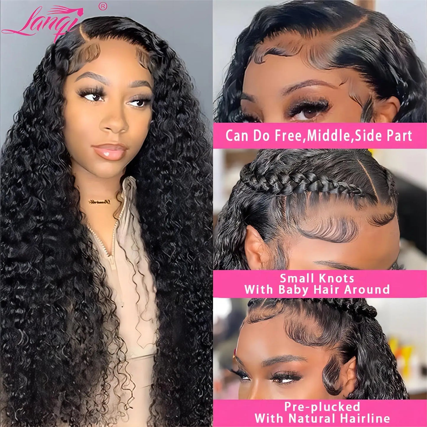 13x4 Curly Lace Front Human Hair Wigs Deep Wave Frontal Wig for Women Transparent Lace Frontal Wig 4x4 Closure Wigs