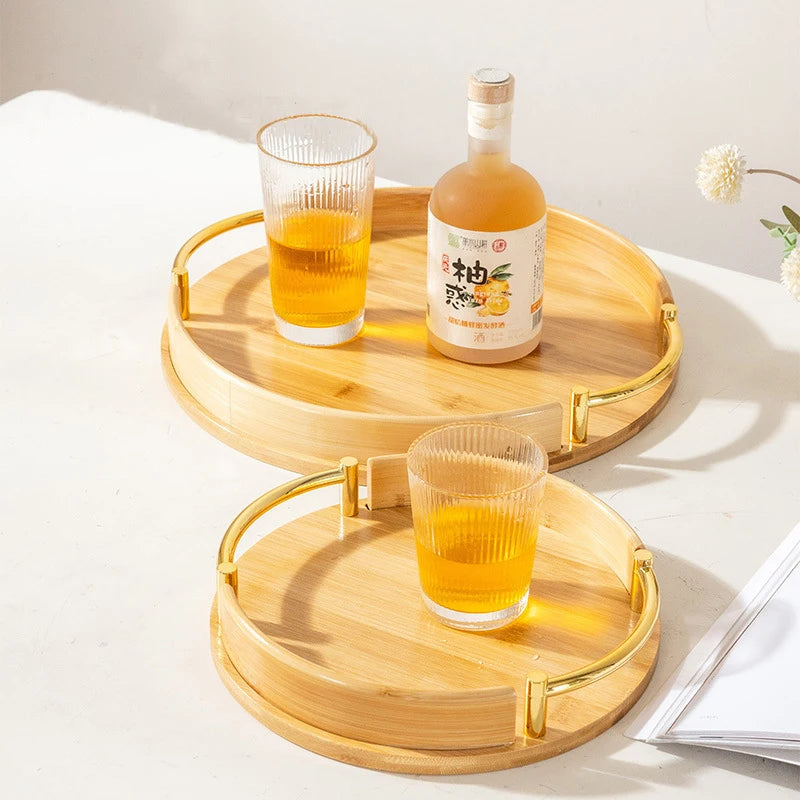 Modern minimalist bamboo circular tray