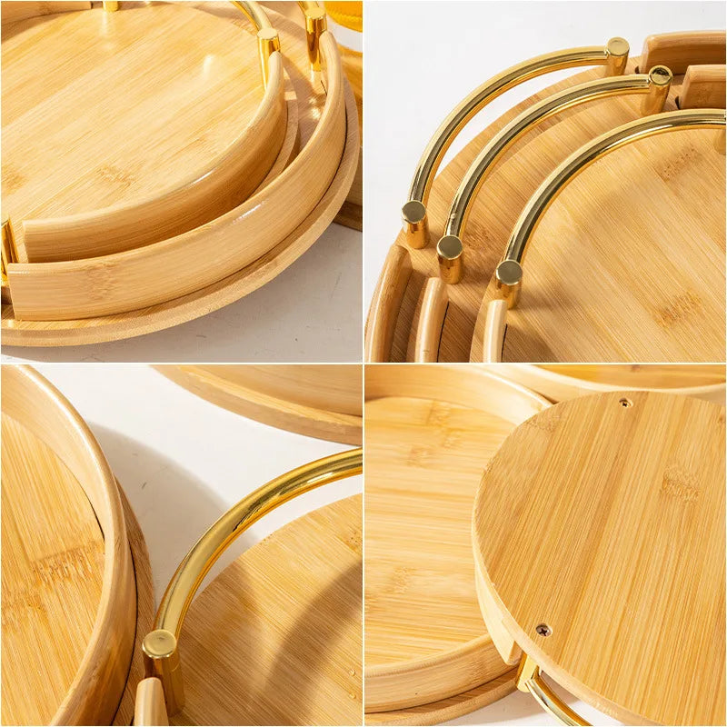 Modern minimalist bamboo circular tray