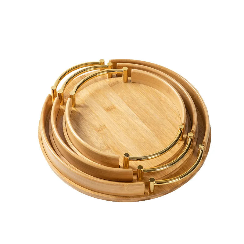 Modern minimalist bamboo circular tray