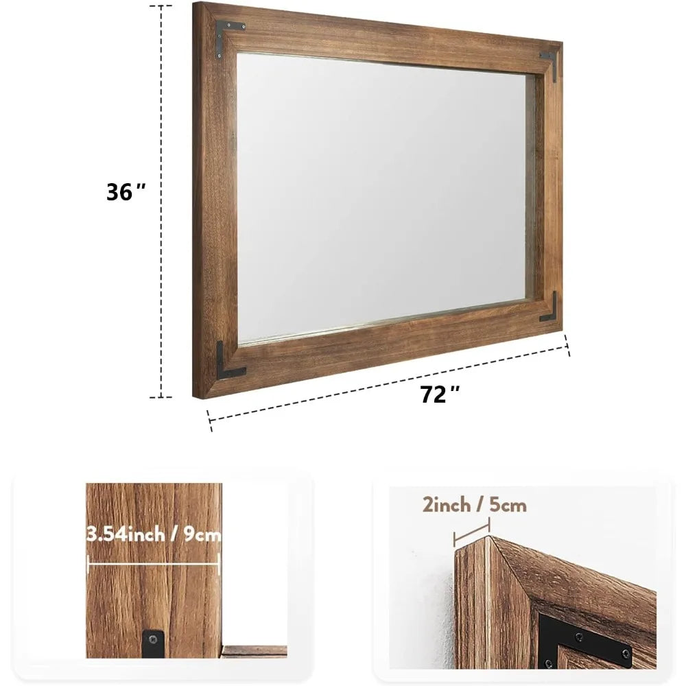 Rustic Wooden Framed Wall Mirror