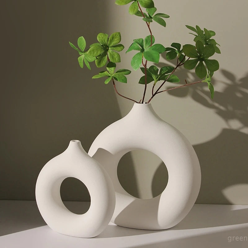 Imitation Ceramic Pure White Decorative Vase