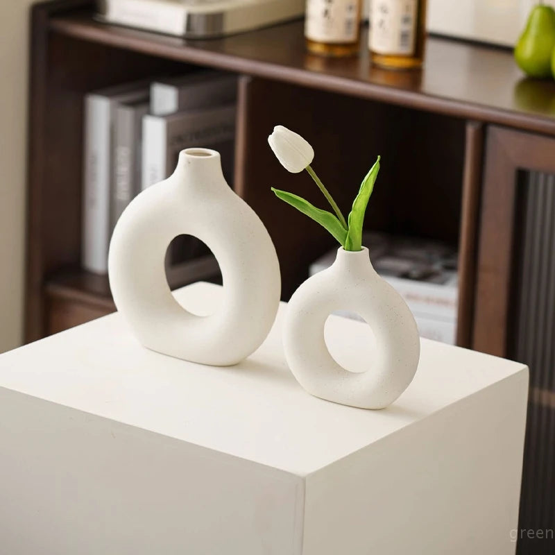 Imitation Ceramic Pure White Decorative Vase