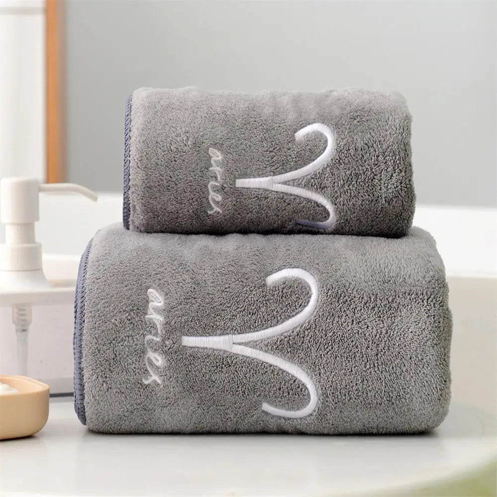 70*140cm Large Soft Constellation Bath Towel Soft Absorbent Embroidered Bathroom Bathing Sheets Bath Towels Set