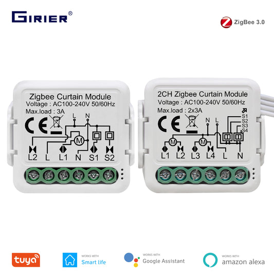 GIRIER Tuya ZigBee 3.0 Smart Curtain Switch Module