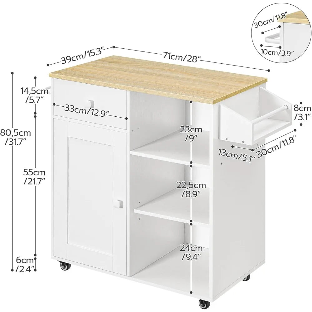 Storage Cabinet with Drawer, Kitchen Cart with Spice and Towel Rack