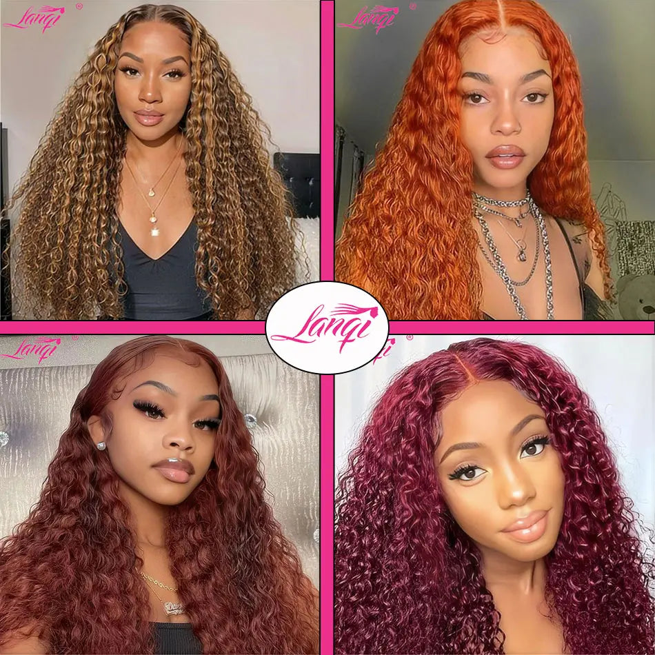 13x4 Curly Lace Front Human Hair Wigs Deep Wave Frontal Wig for Women Transparent Lace Frontal Wig 4x4 Closure Wigs