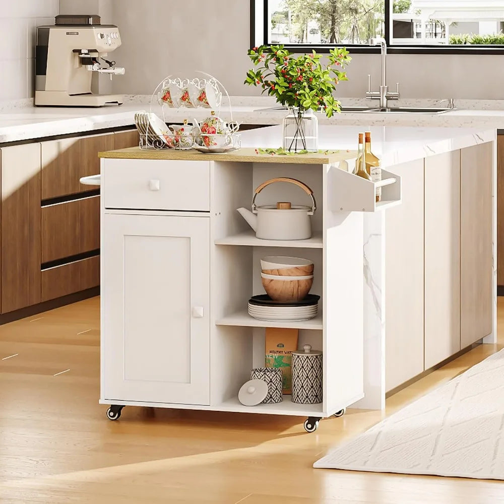 Storage Cabinet with Drawer, Kitchen Cart with Spice and Towel Rack