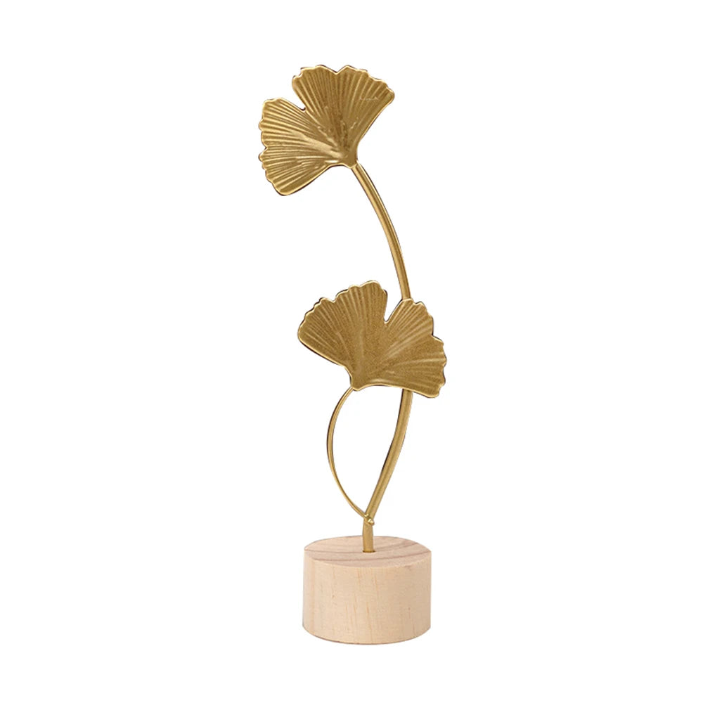 Nordic Gold Ginkgo Leaf Crafts Leaves Sculpture Luxury Living Room Decor Home Decoration Accessories Office Desktop Ornaments