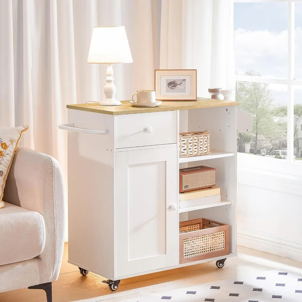 Storage Cabinet with Drawer, Kitchen Cart with Spice and Towel Rack