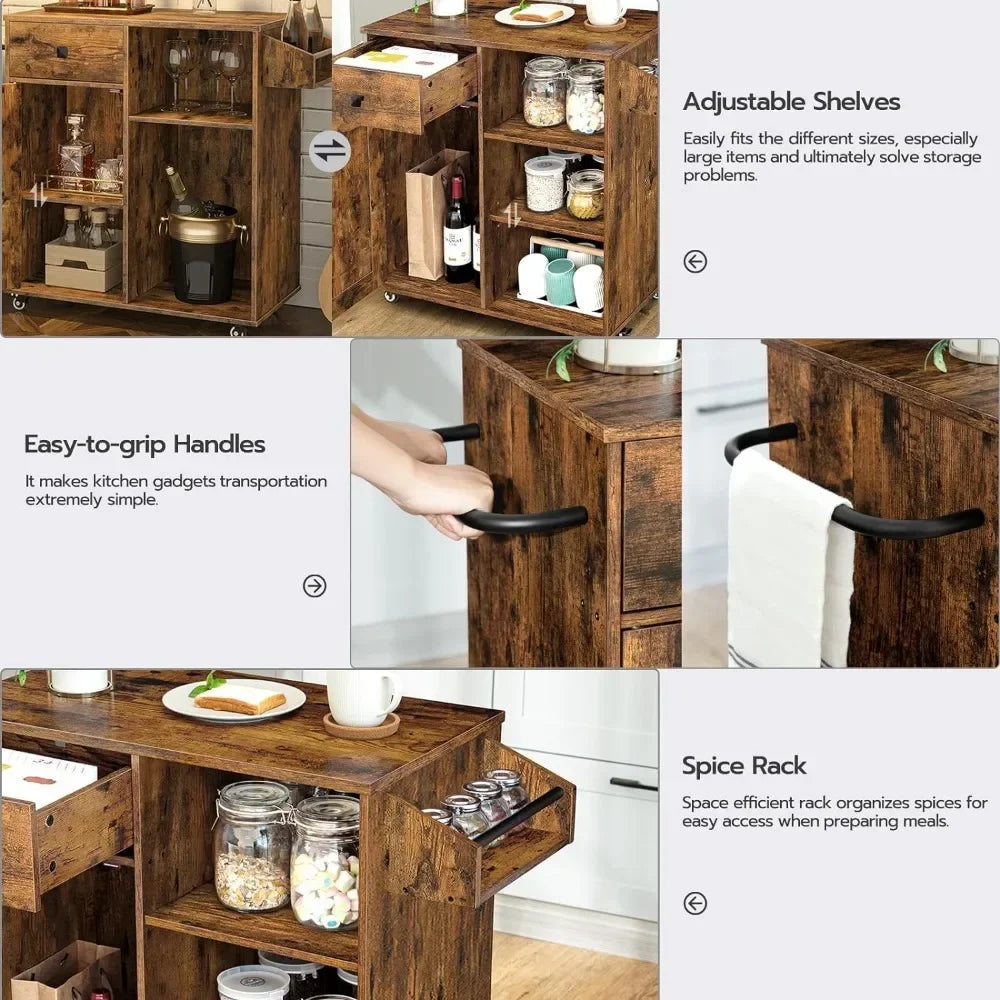 Kitchen island counter, storage cabinet with drawers