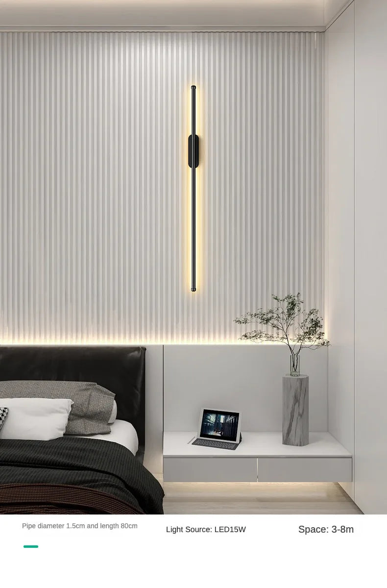 Modern minimalist luxury wall lamp villa living room bedroom bedside lamp TV background wall long lamp indoor decoration home