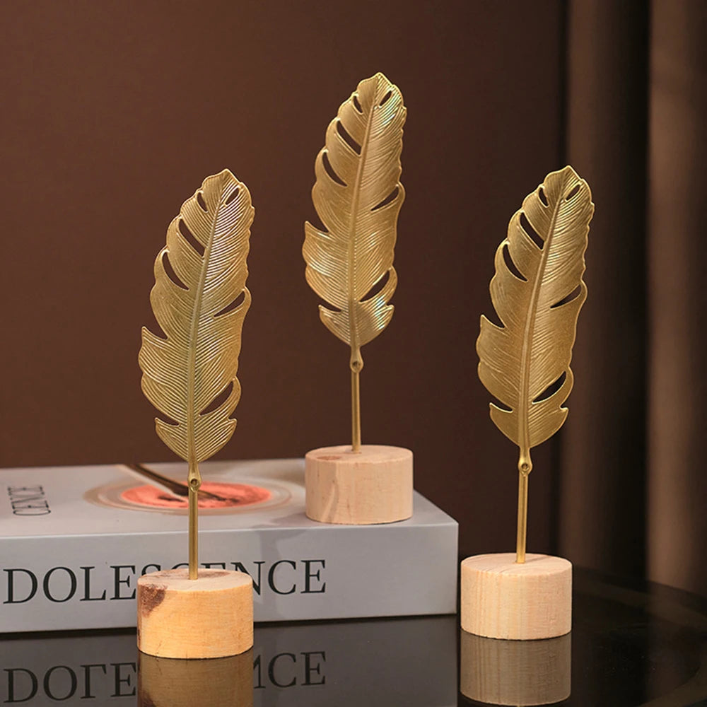 Nordic Gold Ginkgo Leaf Crafts Leaves Sculpture Luxury Living Room Decor Home Decoration Accessories Office Desktop Ornaments