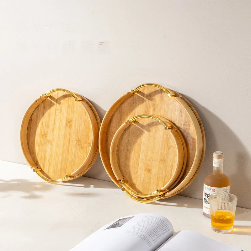 Modern minimalist bamboo circular tray