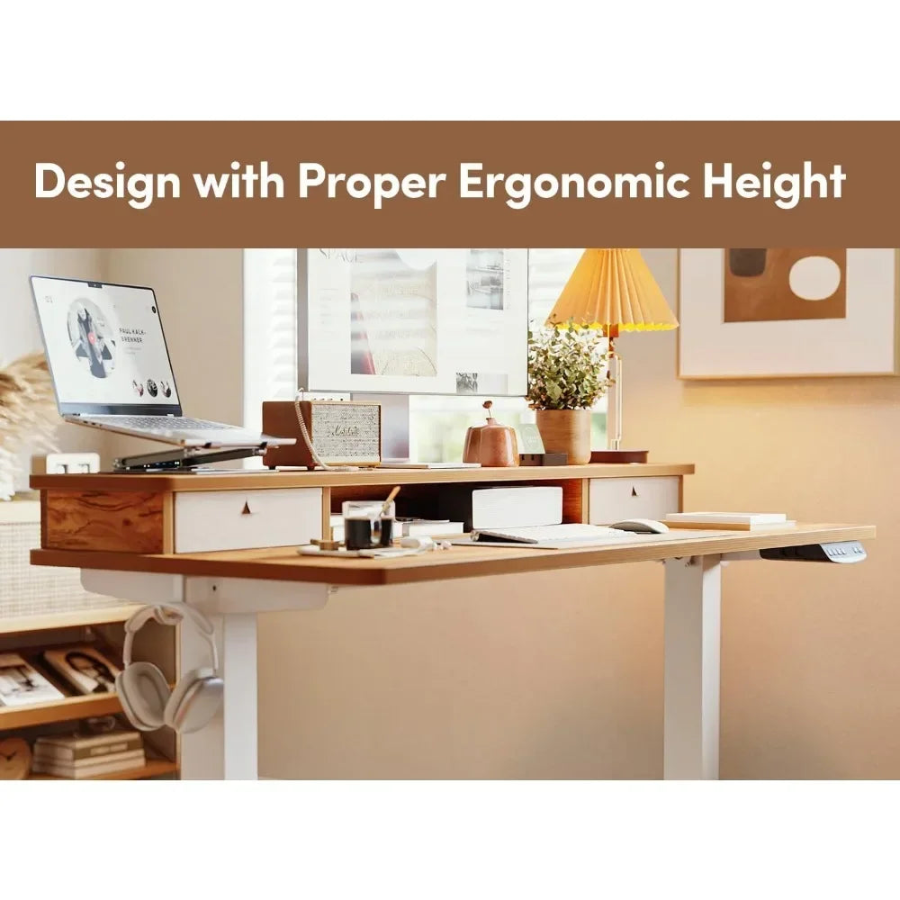 Adjustable Height Stand Up Desk with Double Drawers