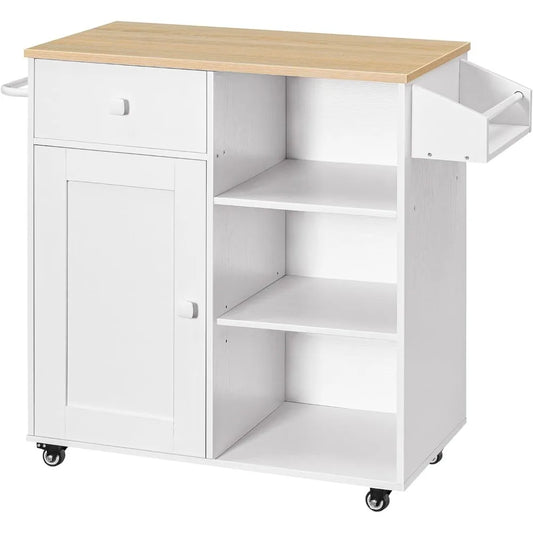 Storage Cabinet with Drawer, Kitchen Cart with Spice and Towel Rack