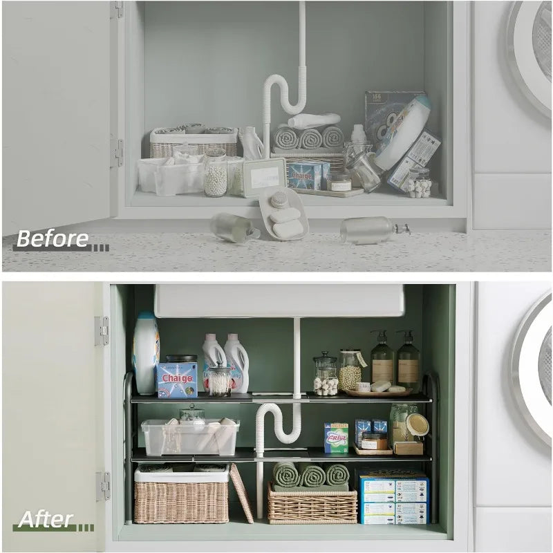 Expandable Cabinet Shelf Organizer Rack