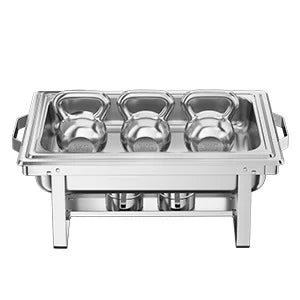 Chafing Dish Buffet Set, 4 Pack 9.5QT Chafing Dish High Grade Stainless Steel Chafer Complete Set, Gray Handle, Kitchen