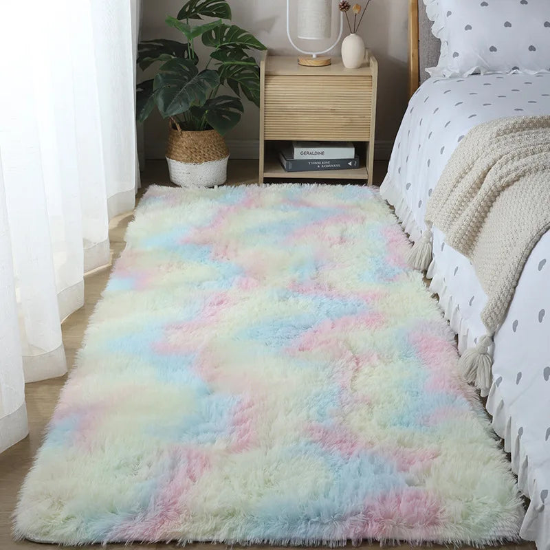 VIKAMA Long Silk Wool Carpet Bedroom Thick Bed Blanket Suitable for Home Living Room Girl Room Plush Blanket Mat Home Decoration